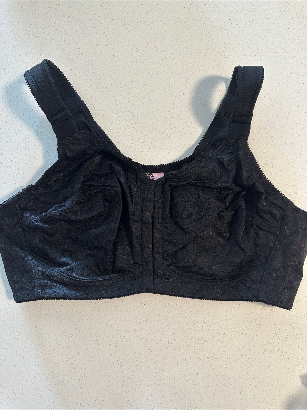 Comfort Choice - Black Lace Full Coverage Comfort Bra, Front Closure, NWT, 38DD